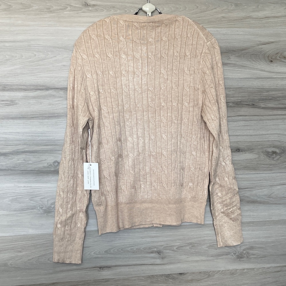NWT- Women's Cielo Soft and Sexy Cable Knit Cardigan, Khaki - Picture 2 of 6
